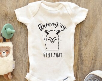 Llamast&#39;ay 6 feet away Baby Bodysuit Hipster funny Baby Clothes bodysuit quarantine Bodysuit baby shower gift boy or girl cloth unisex 153