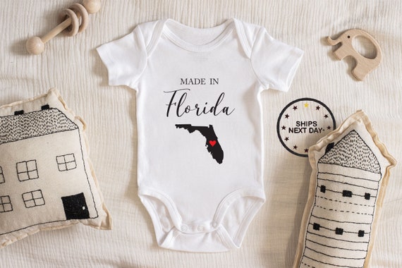 Made In Florida Baby Bodysuit, Baby boy girl unisex Clothes baby shower gift idea Bodysuit 111.9