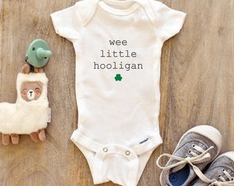 Wee Little Hooligan-St. Patrick&#39;s Day Baby Bodysuit Onesie Baby boy girl unisex Clothes New pregnancy announcement baby shower gift idea 318