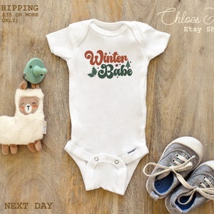 winter babe Bodysuit Retro Christmas t-shirt tee Cute Winter Natural Baby Bodysuit 295