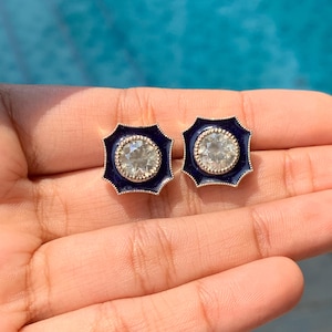 2.93 Carat Old Mine Cut Diamond Earrings (14K Gold)