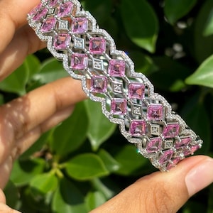 26.96 Carat Pink Sapphire Bangle 18K White Gold