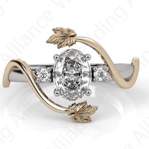 Moissanite Engagement Ring , Twig Engagement Ring , Maple Leaf Ring, leaf and vine ring, Tree Branch Ring