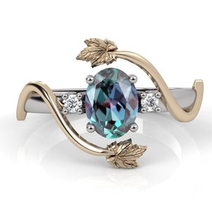 Alexandrite Engagement Ring, Leaf and Vine ring, Twig Engagement Ring, Color Changing Alexandrite , Branch Ring