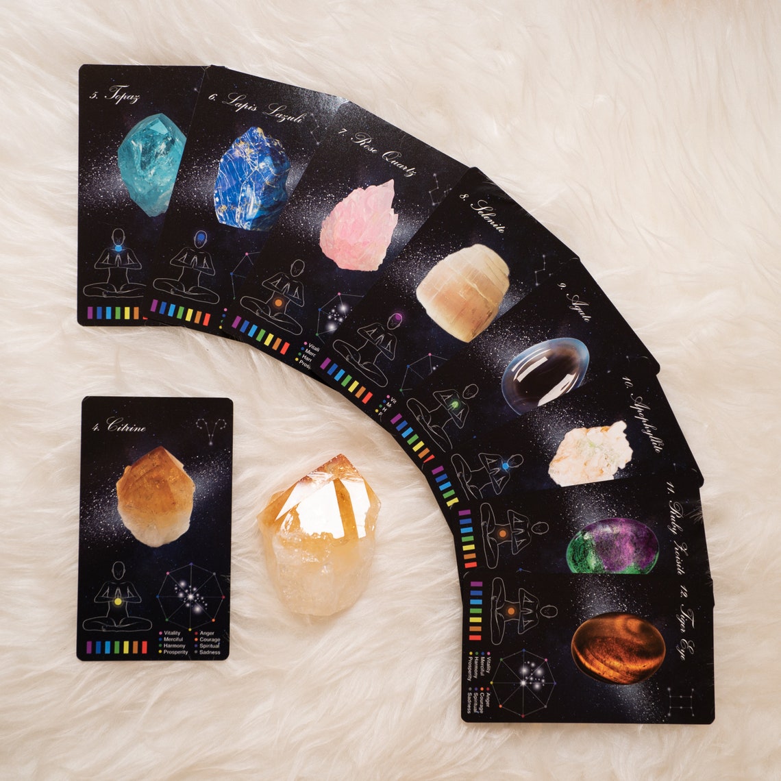 Crystals Healing Cards Oracle Deck with Guidebook set Etsy
