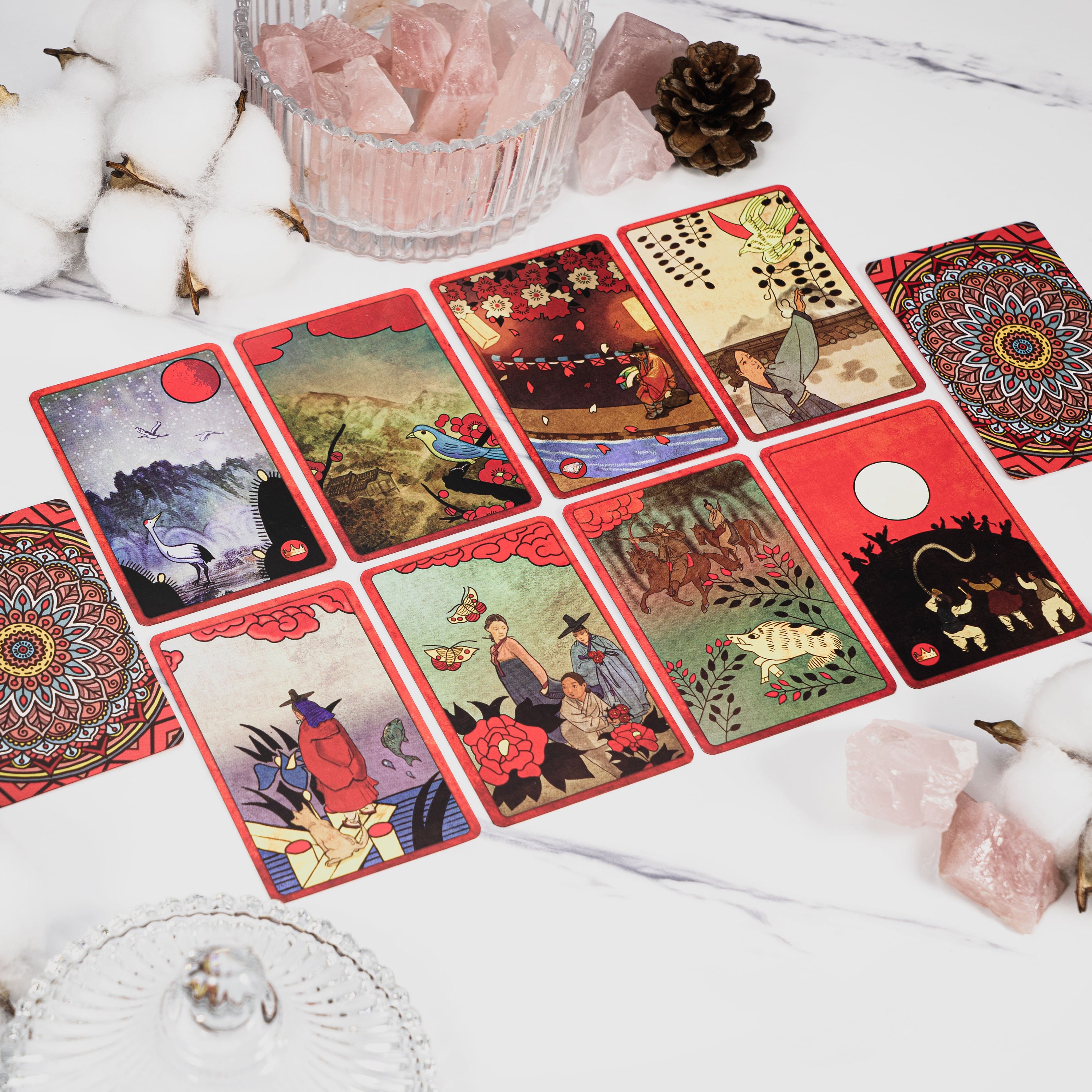 Korean Four Seasons Hwatu Oracle Tarot Cards With Guidebook Etsy