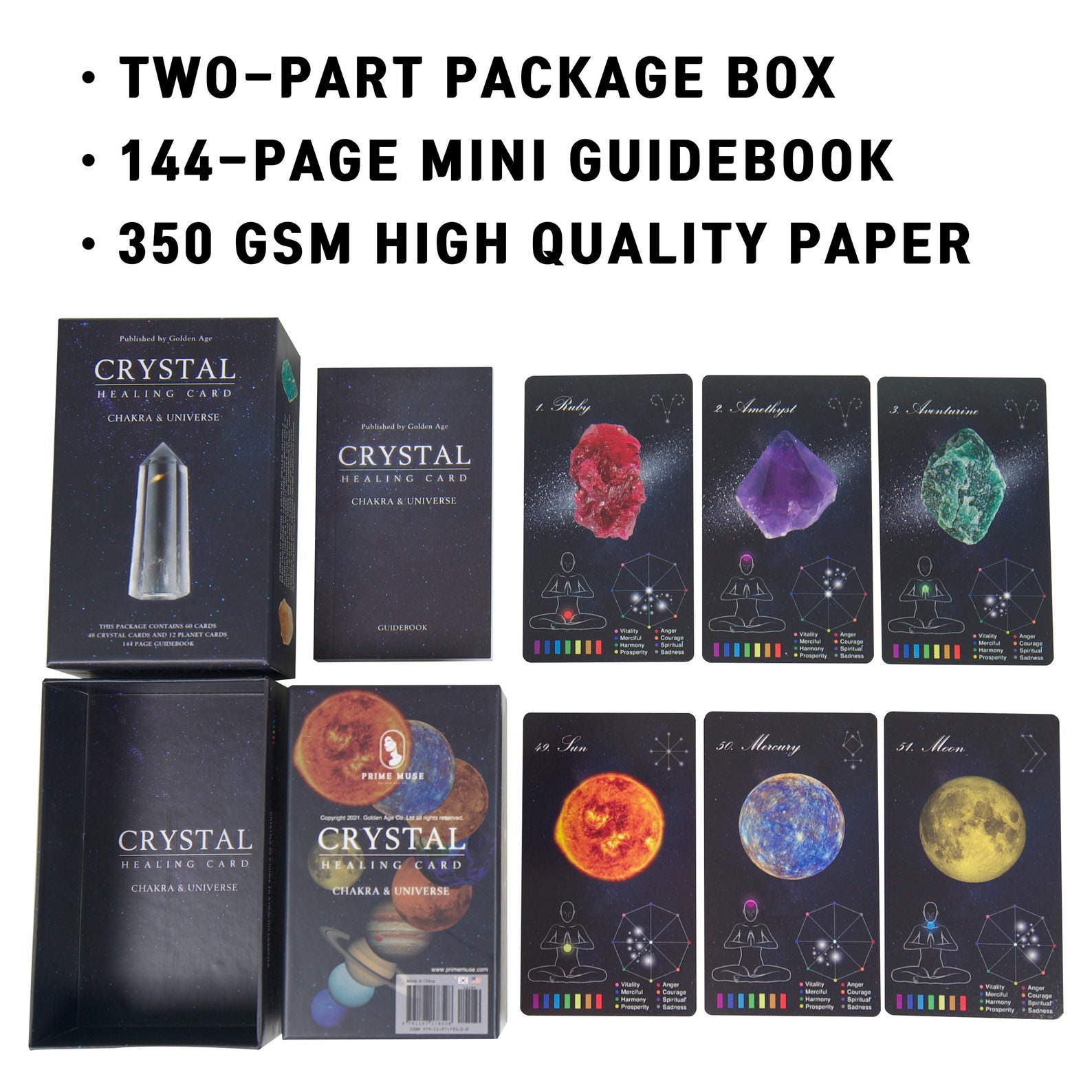 Crystals Healing Cards Oracle Deck With Guidebook Set Etsy