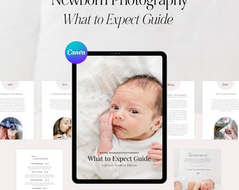 Newborn Session Welcome Guide | Newborn Photography | Photography Service Guide for Newborns | Canva Newborn Photography Guide