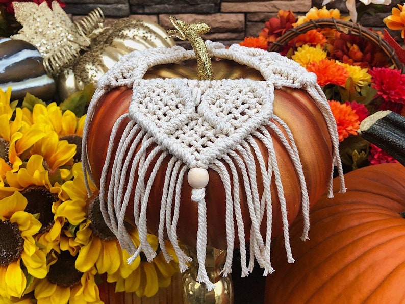 Macrame Candle and Pumpkin Cover \u201cBasketweave\u201d 100/% Organic Cotton Thanksgiving Decor Halloween Decor Xmas Decor Candle Accessory
