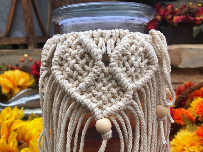 Macrame Candle and Pumpkin Cover \u201cBasketweave\u201d 100/% Organic Cotton Thanksgiving Decor Halloween Decor Xmas Decor Candle Accessory