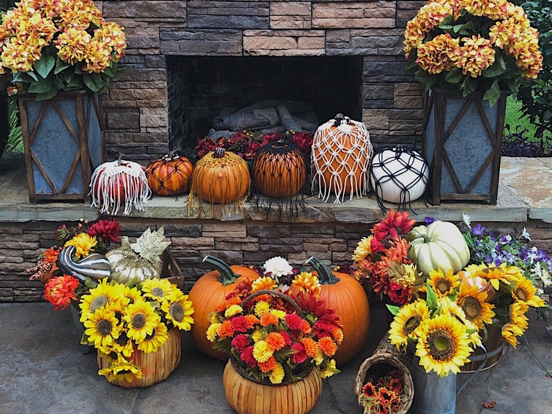 Macrame Candle and Pumpkin Cover \u201cBasketweave\u201d 100/% Organic Cotton Thanksgiving Decor Halloween Decor Xmas Decor Candle Accessory