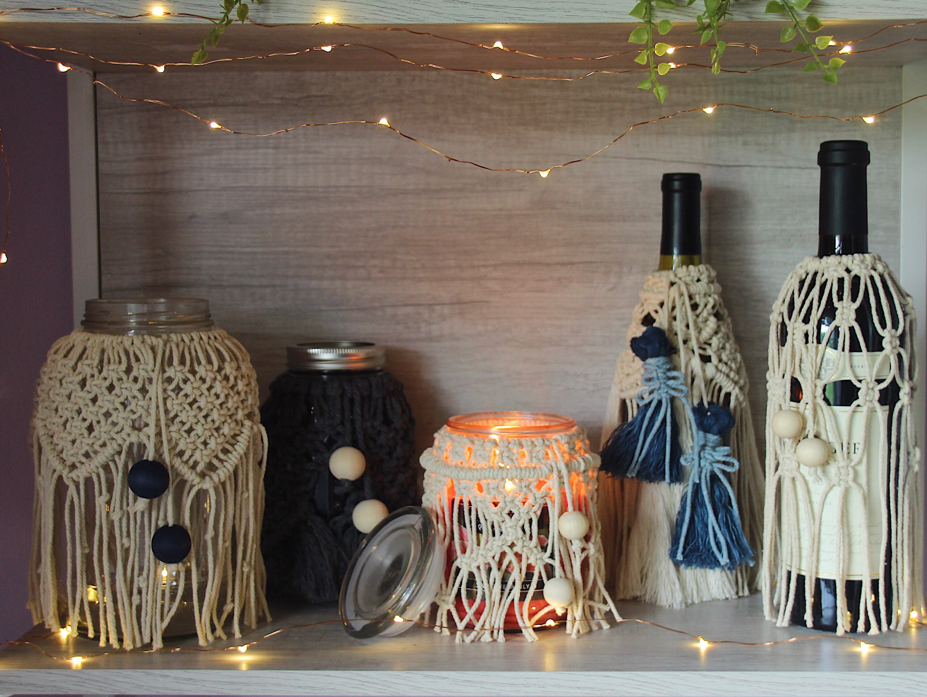 Macrame Jar Cover / 100 Organic Dyed Cotton / Handmade Etsy