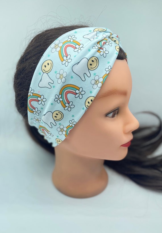 Rainbow Dental tooth headband with buttons, dental hygienist headband, dental twist headband, dental assistant headband, dental gifts,