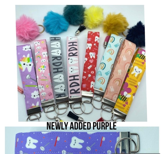Dental key fob wristlet, dental assistant gifts, dental hygiene gift, dental keychain, dental gift, teeth keychain, dental lanyard