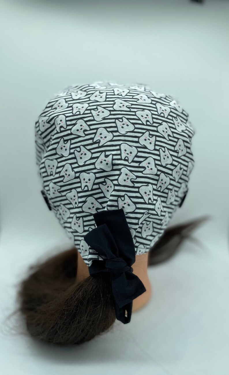 Personalized Black and White Striped Dental Scrub Cap With Etsy