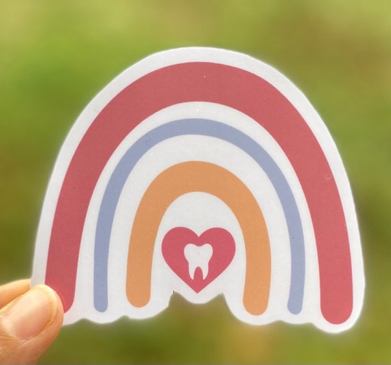 Rainbow Dental sticker, dental humor laptop sticker, dental assistant gift, dental hygienist gift, dental water cup sticker