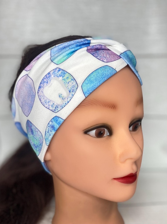 Dental Twist Headband with Buttons: Wide Cotton Spandex Band