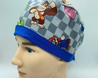 Gorro quirúrgico de los hermanos Mario, gorro quirúrgico de jugador, gorro quirúrgico para hombre, gorro quirúrgico para mujer con botones, gorro quirúrgico de Donkey Cong, Luigi, gorro quirúrgico, gorro quirúrgico de Nintendo