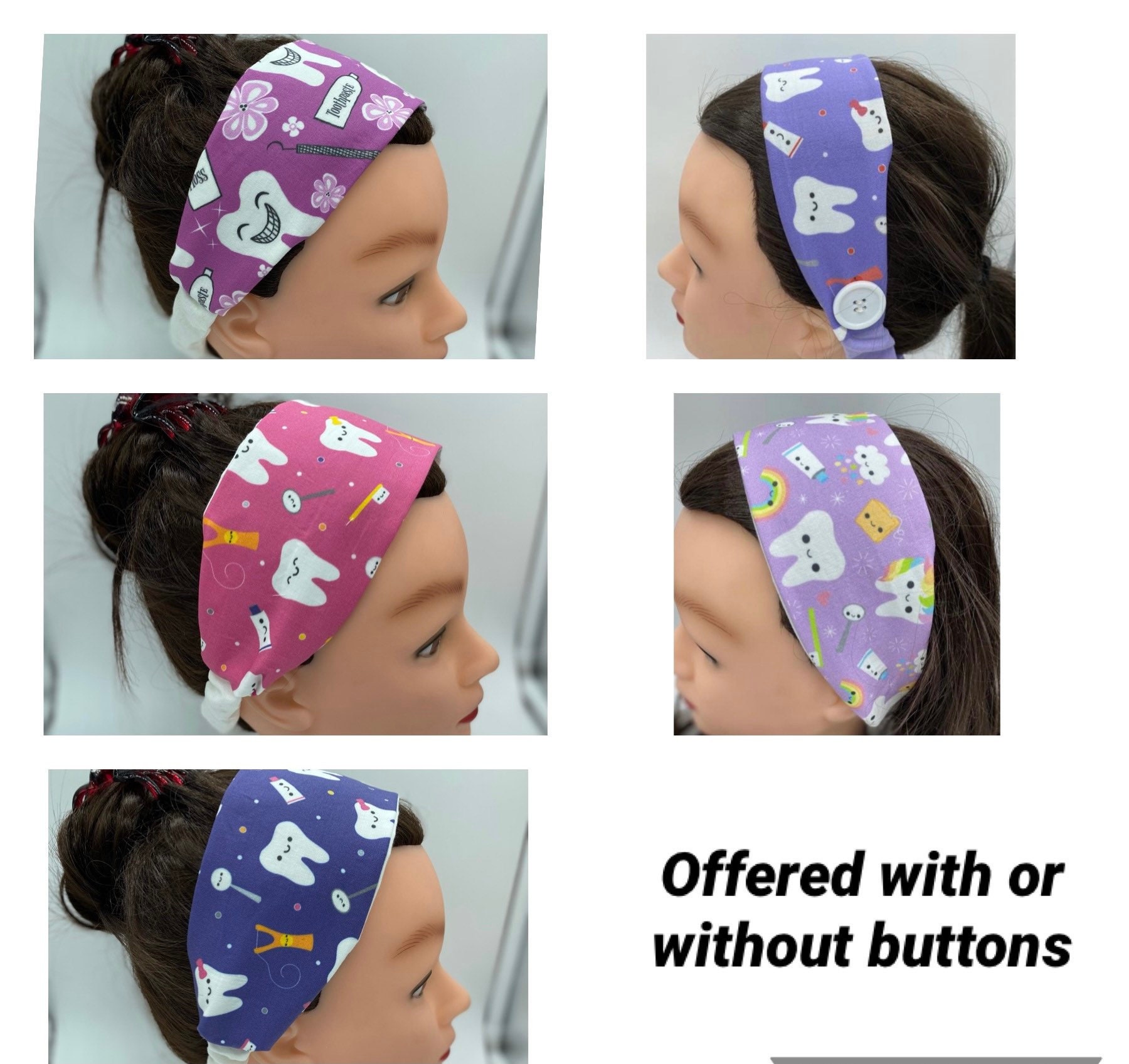 Dental assistant headband with buttons dental hygienist Etsy