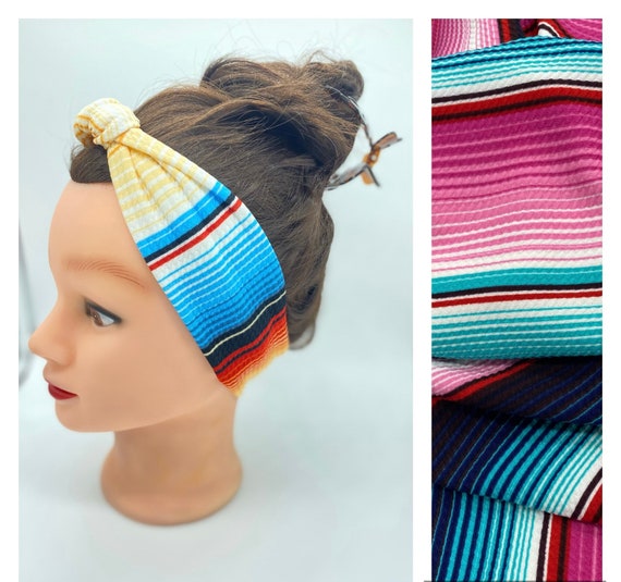 Serape knotted headband , dental assistant headband, nurse headband, stretchy headband, headband for women, turban headband, serape