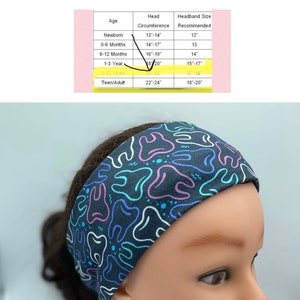 May include: A black headband with a colorful tooth pattern. The headband is made of soft, stretchy fabric and is designed to fit comfortably on the head. The headband is perfect for keeping hair out of the face and adding a touch of style to any outfit.