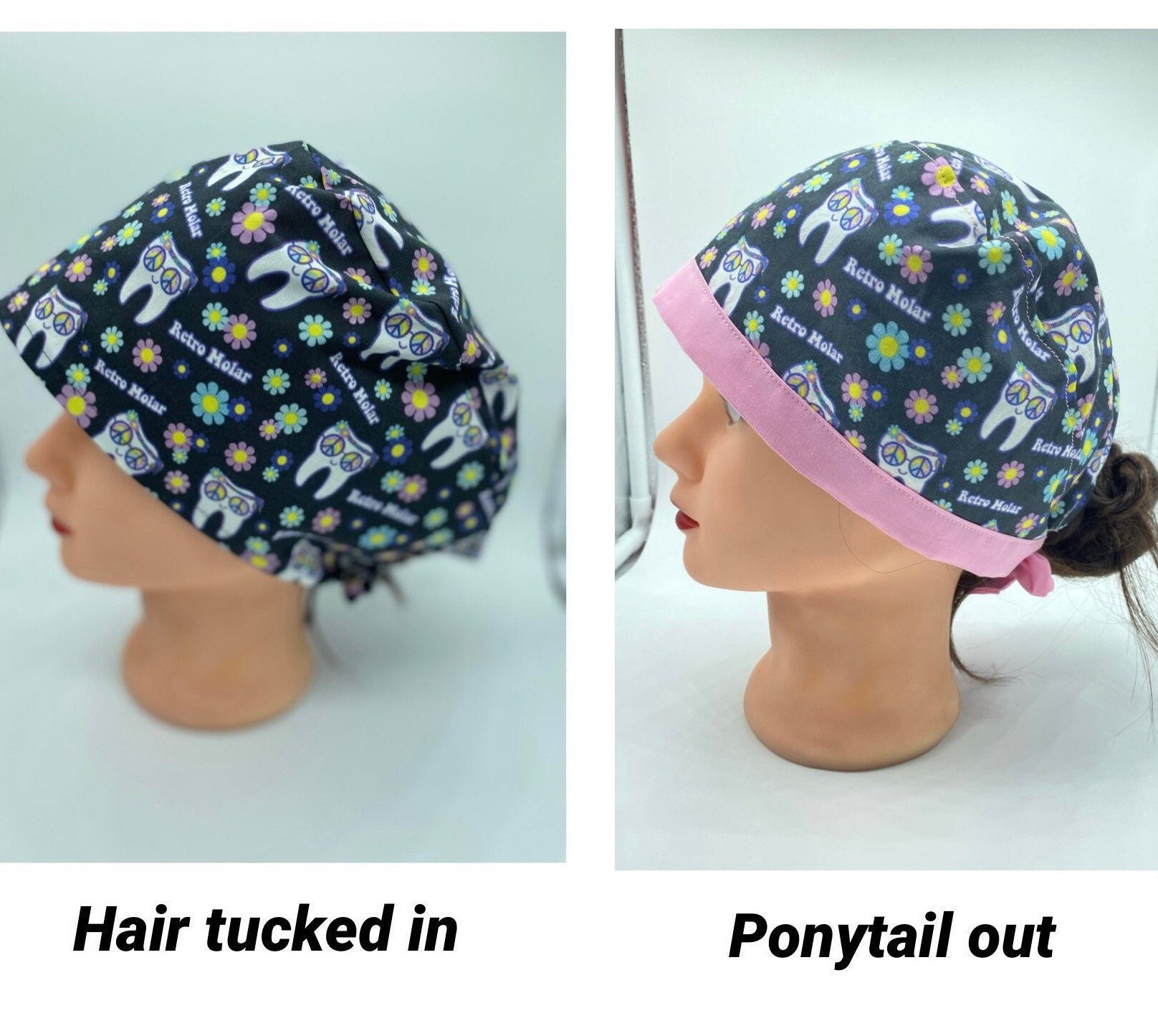 Black dental hygiene scrub cap retro dental assistant scrub Etsy