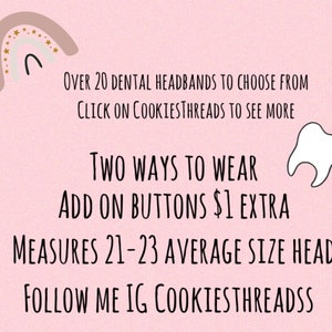 Boho Dental Headband with Buttons: Rainbows and Teeth Print image 10