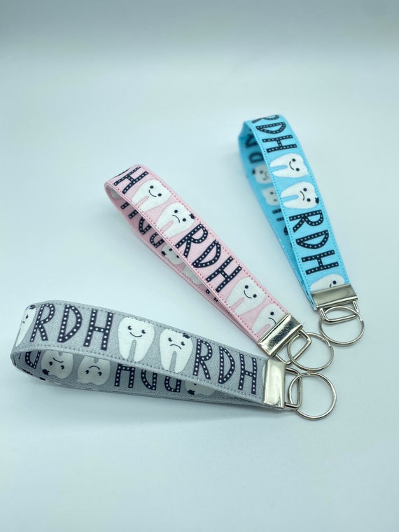 Dental key fob wristlet, dental assistant gifts, dental hygiene gift, dental keychain, dental gift, teeth keychain, dental lanyard