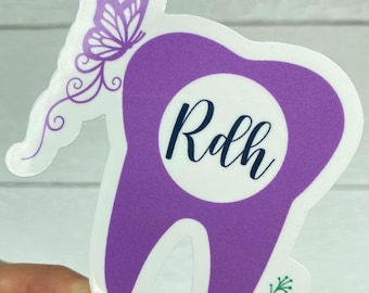 RDH Dental sticker, Dental Hygienist sticker, dental hygienist gift, dental hygienist laptop sticker, hydroflask cup sticker, dental gift