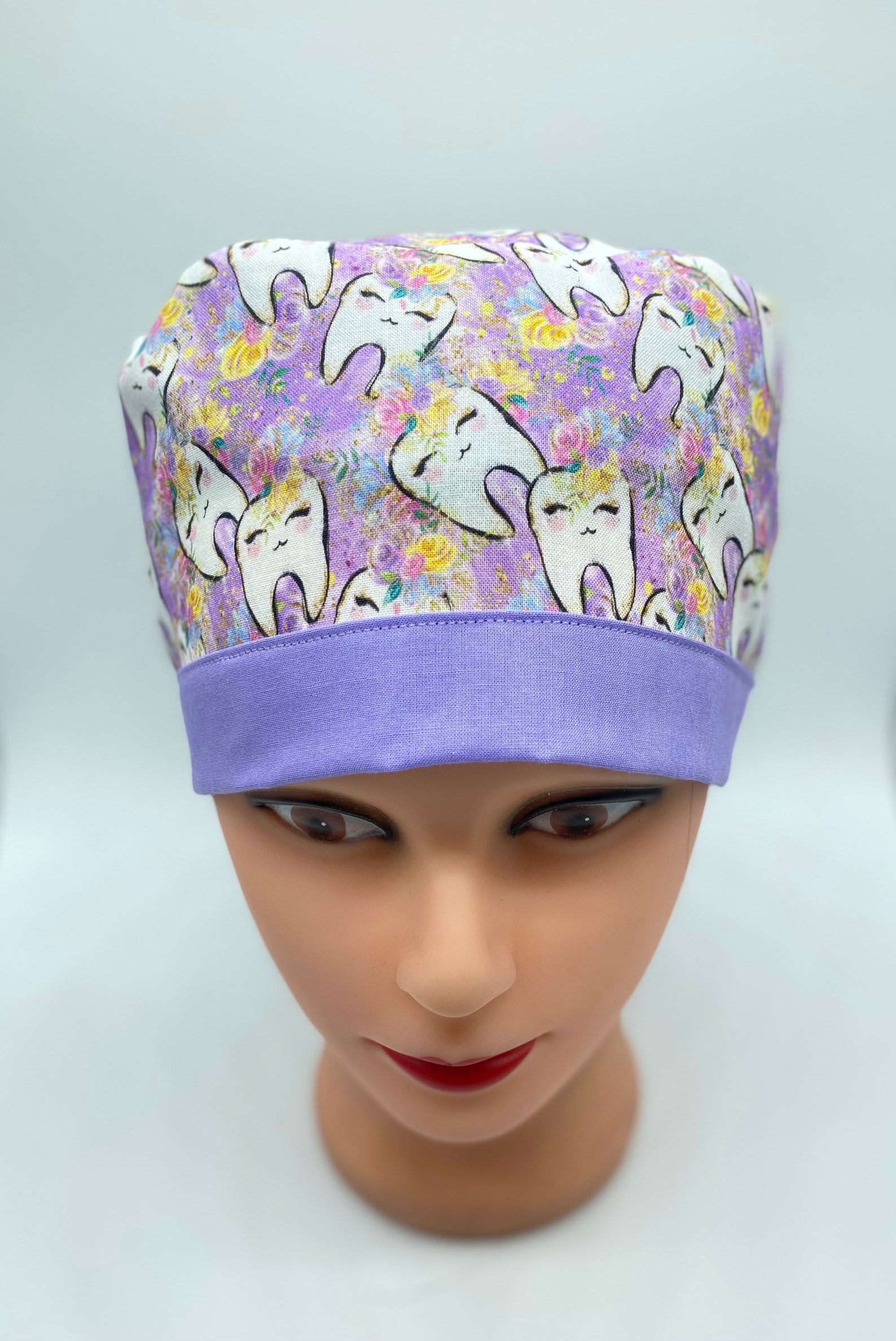 Personalized Purple Dental Scrub Cap With Buttons Womens Etsy