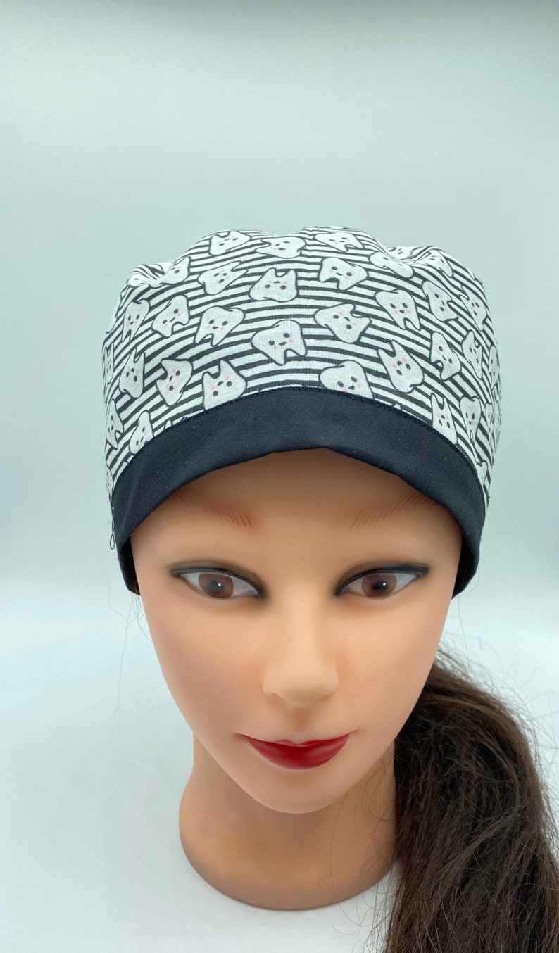 Personalized Black and White Striped Dental Scrub Cap With Etsy