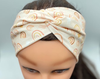 Boho Dental Headband with Buttons: Rainbows and Teeth Print