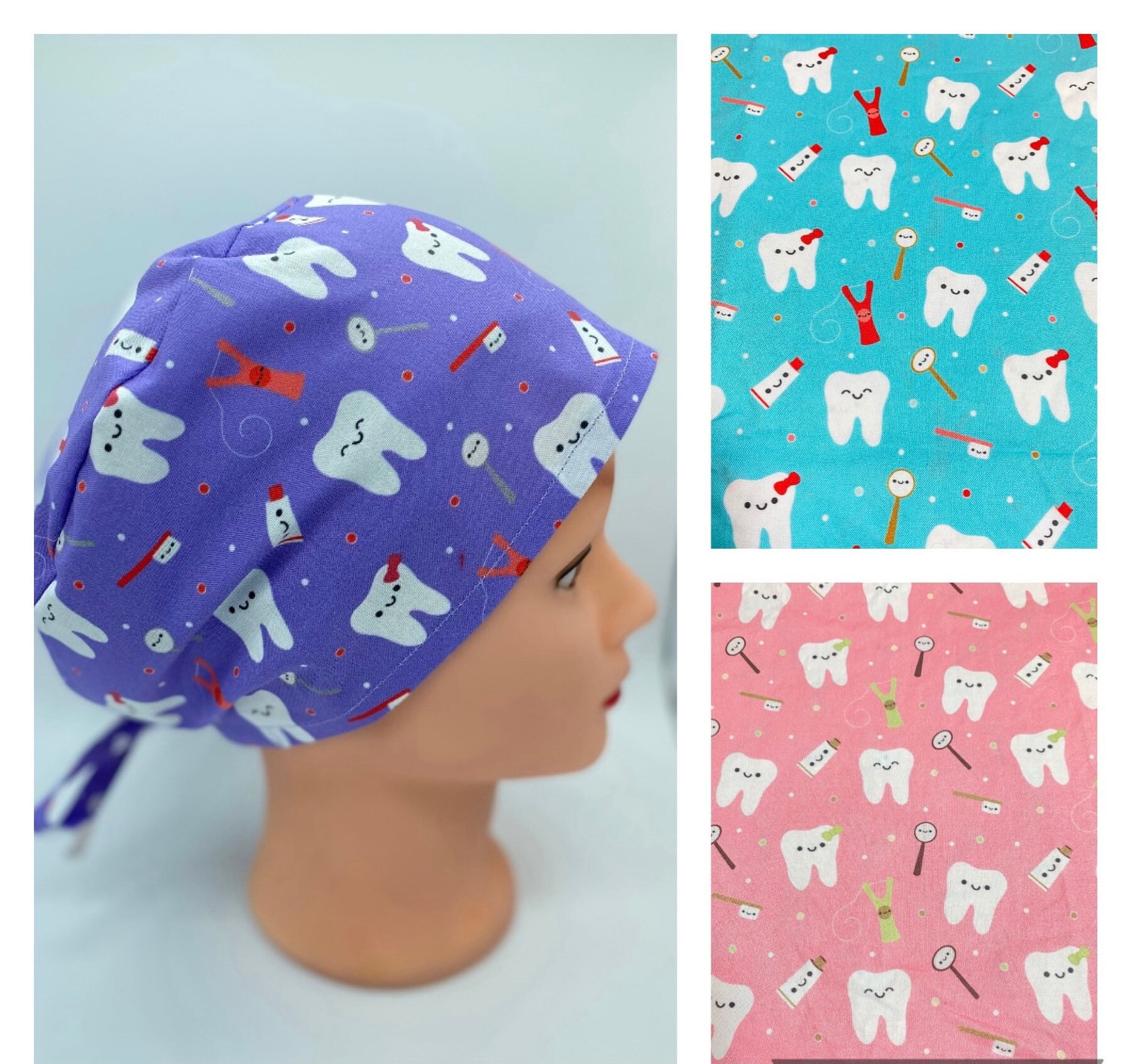 Dental scrub cap purple scrub cap scrub cap with buttons Etsy