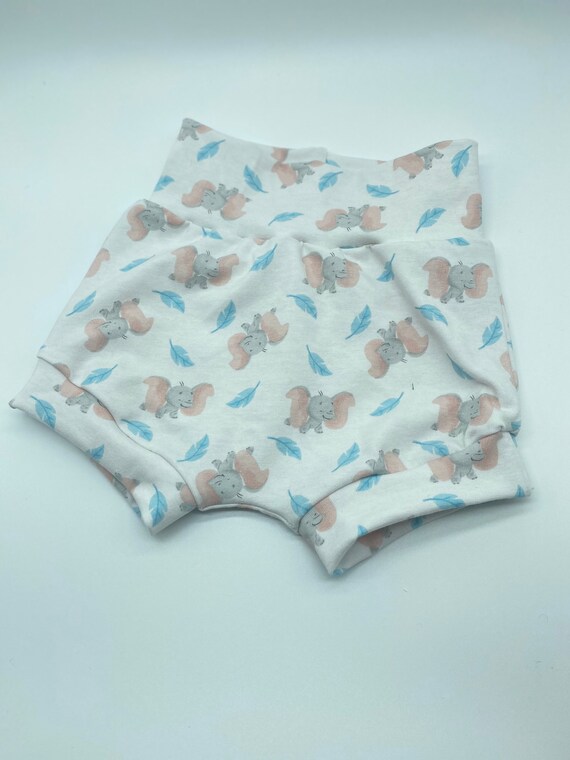 Stretchy Baby bummy, elephant baby shorts, baby shower gift, baby bloomers, gift for toddler girl, unisex baby gift, dumbo baby beanie