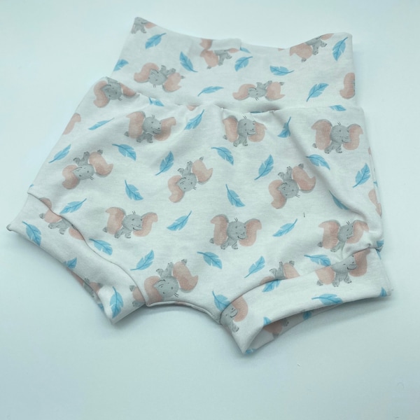 Babyhug Cotton Knit Mid Thigh Length Shorts with Elephant Print - Blue