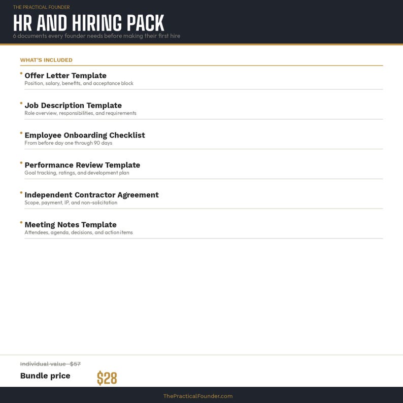 HR Hiring Pack | Offer Letter, Onboarding Checklist, Contractor ...