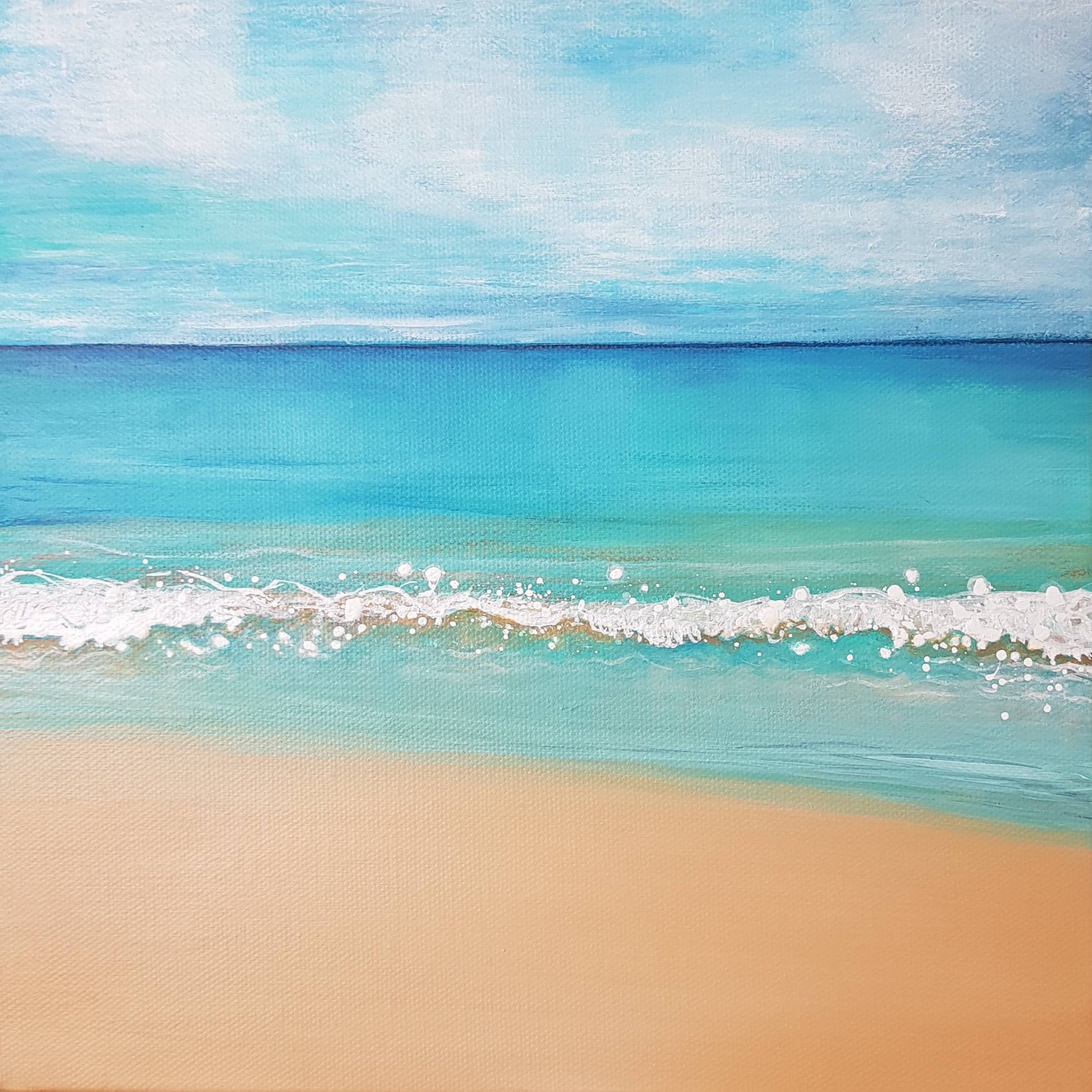 Original Signed Abstract Beach Seascape Canvas Painting Etsy