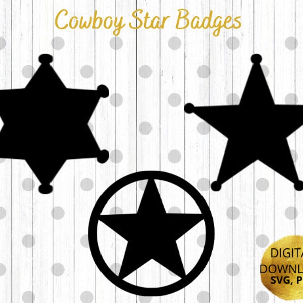 Cowboy Star Badge SVG,PNG. Digital Download