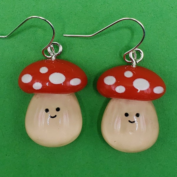 Happy Red Mushroom Earrings / Shroom Earrings