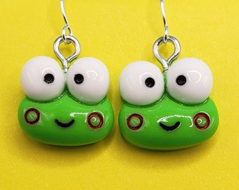 Cute Green Frog Earrings | Kawaii Anime Style
