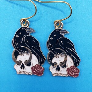 Raven on Skull with Rose