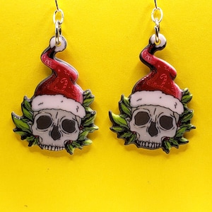 Gothic Santa Skull Earrings