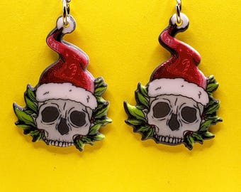 Gothic Santa Skull Earrings