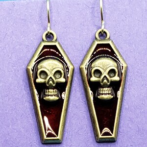 Barbed Wire Skull Coffin Earrings