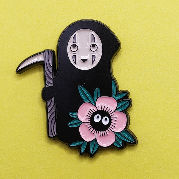 Grim Reaper No Face and  Soot Sprite Flower Pin