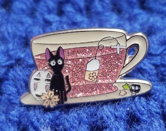 Jiji,No Face, Soot Sprites and a cup of tea pin,
