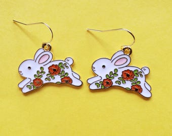 Floral Rabbit Earrings