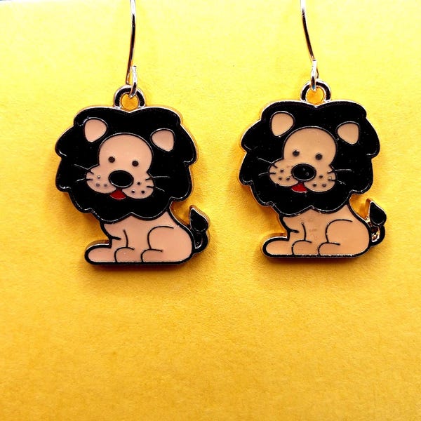 Gold Lion Earrings