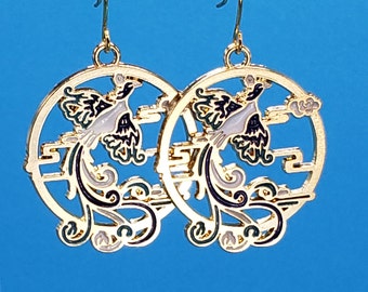 Blue Phoenix Earrings: Detailed Good Luck Charms