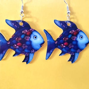 Colorful Blue Fish Earrings